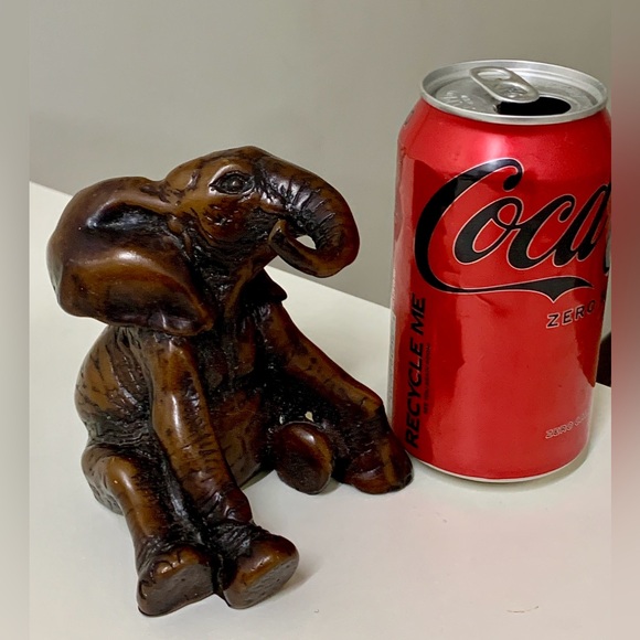 Vintage Mid Century Antique Sitting Playful Baby Elephant Figurine Statue - Picture 2 of 16